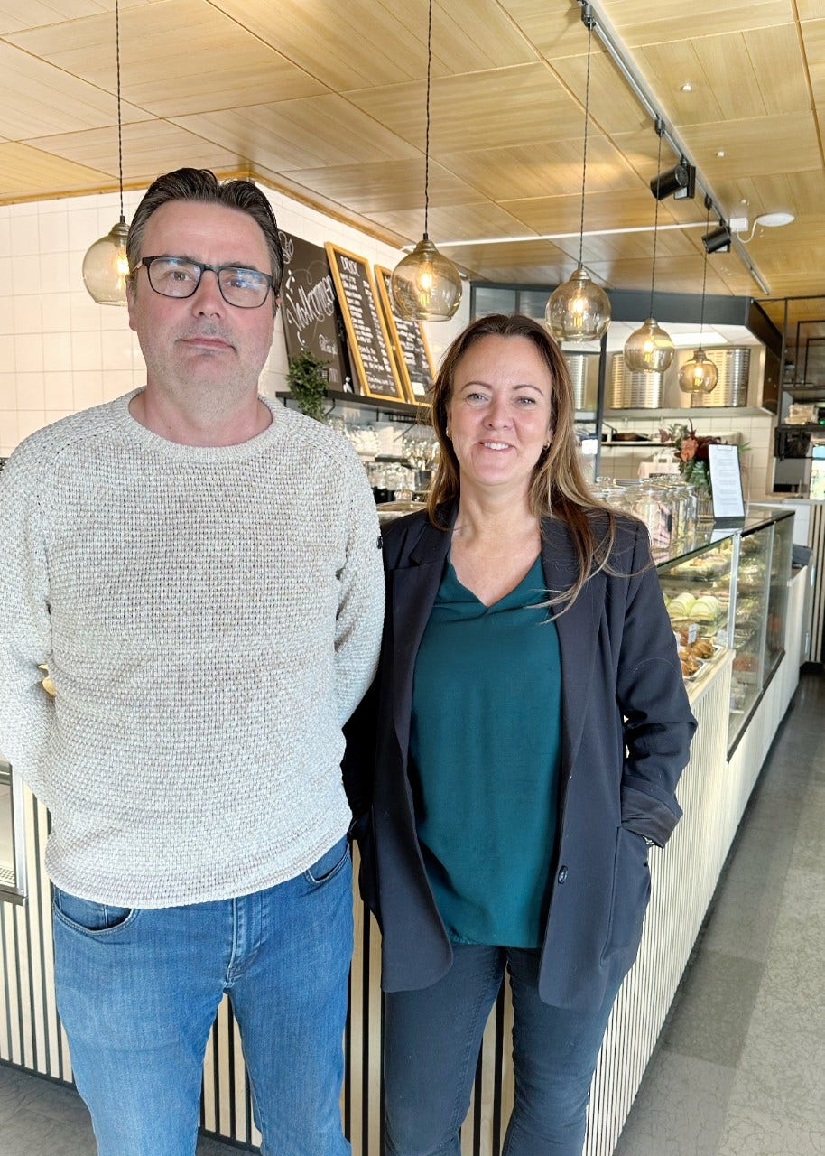Robert Tamm och Linda Johansson, ägare av Konditori Siljan i Leksand.