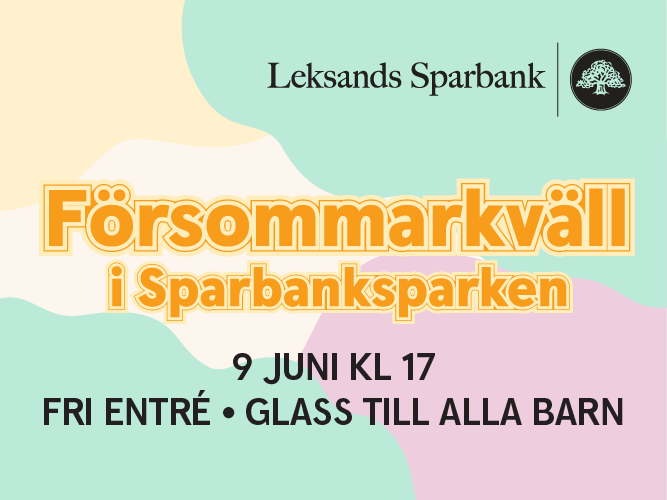 Inbjudan till Försommarkväll i Sparbanksparken i Leksand 2025.